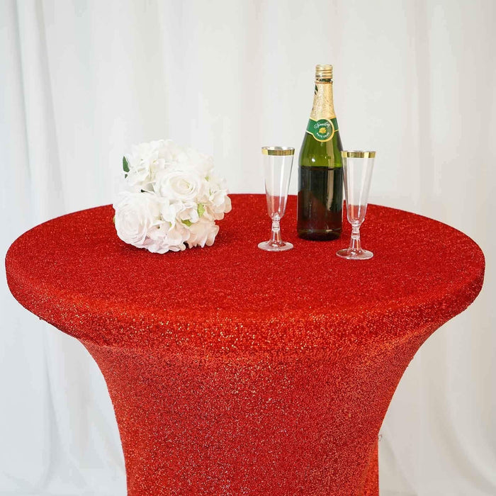 Cocktail Fitted Spandex Table Top Cover Metallic