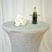 Cocktail Fitted Spandex Table Top Cover Metallic
