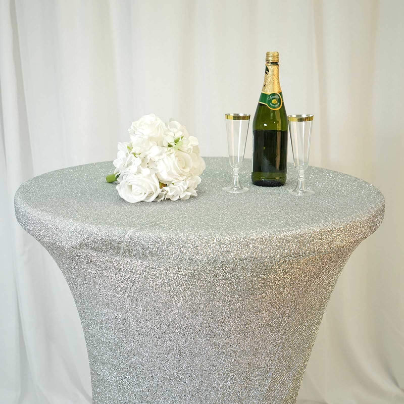 Cocktail Fitted Spandex Table Top Cover Metallic