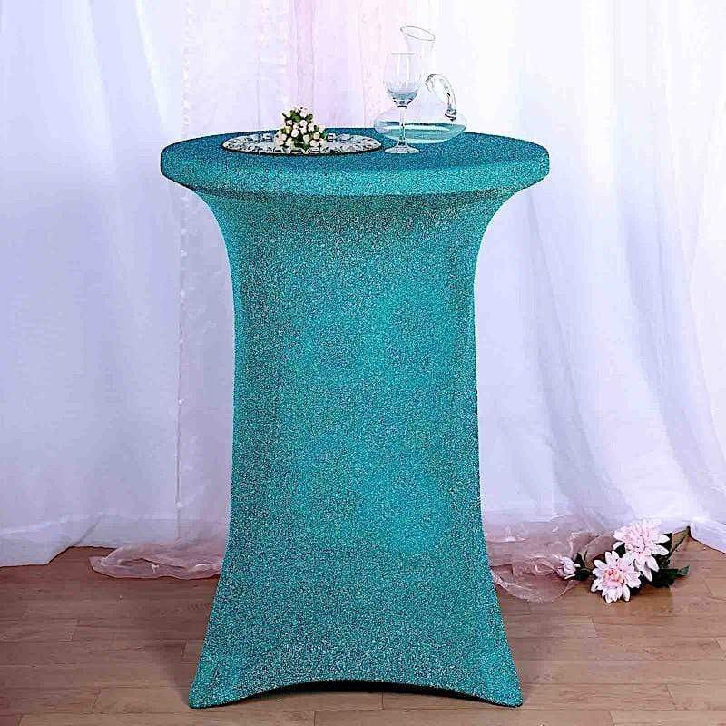 Cocktail Fitted Spandex Table Top Cover Metallic