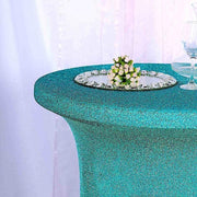 Cocktail Fitted Spandex Table Top Cover Metallic