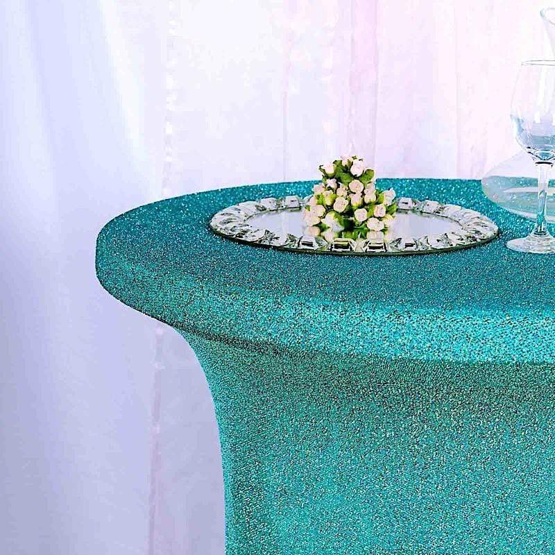 Cocktail Fitted Spandex Table Top Cover Metallic