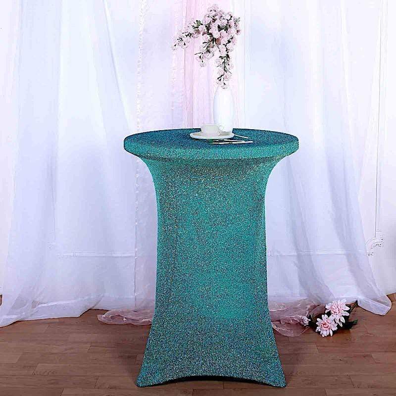 Cocktail Fitted Spandex Table Top Cover Metallic