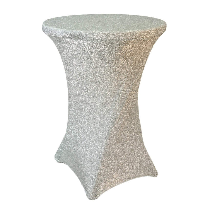 Cocktail Fitted Spandex Table Top Cover Metallic TAB_COCK23_SILV