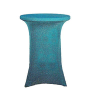 Cocktail Fitted Spandex Table Top Cover Metallic TAB_COCK23_TURQ