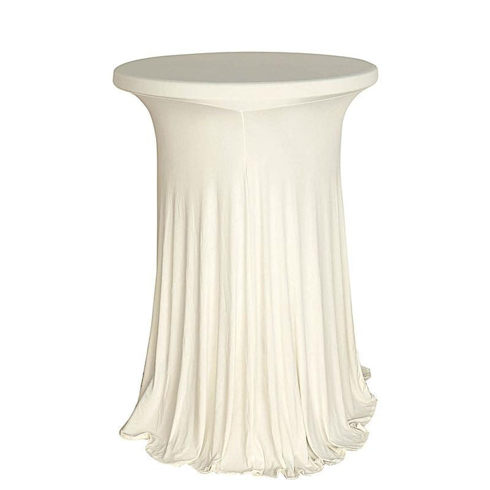 Cocktail Table Cover Natural Wavy Drapes Spandex Tablecloth TAB_COCK_SPX01_IVR