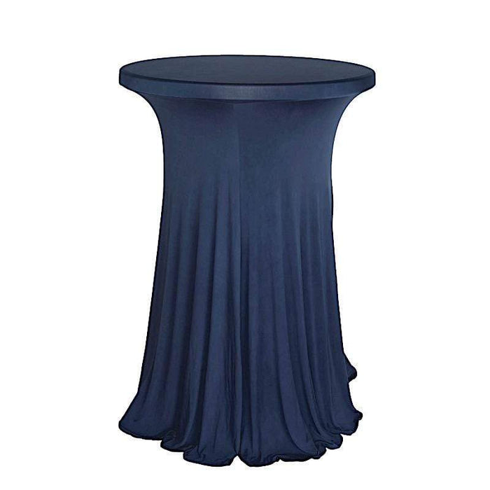 Cocktail Table Cover Natural Wavy Drapes Spandex Tablecloth TAB_COCK_SPX01_NAVY