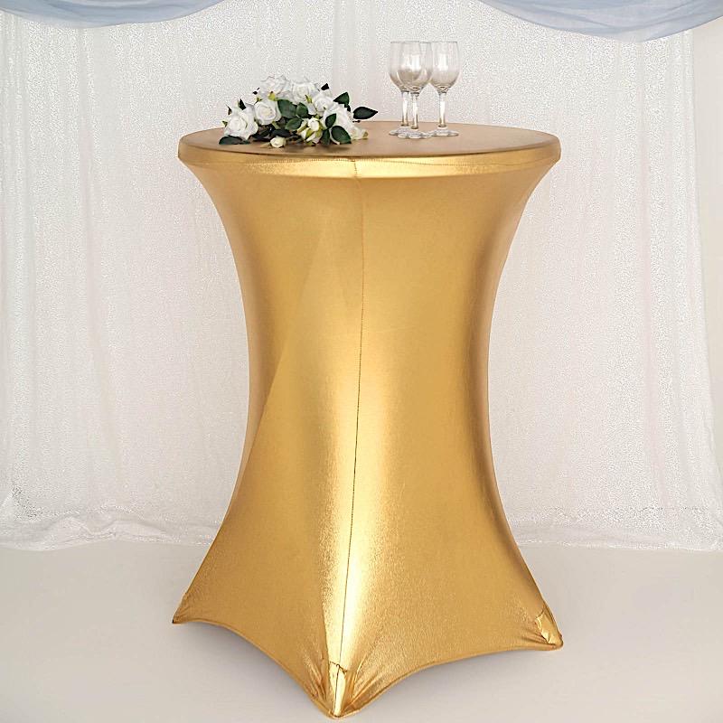 Cocktail Table Cover Premium Metallic Fitted Spandex Tablecloth