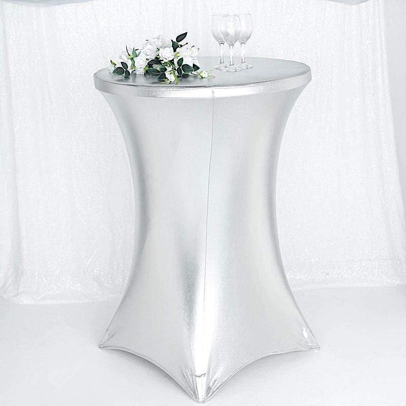Cocktail Table Cover Premium Metallic Fitted Spandex Tablecloth