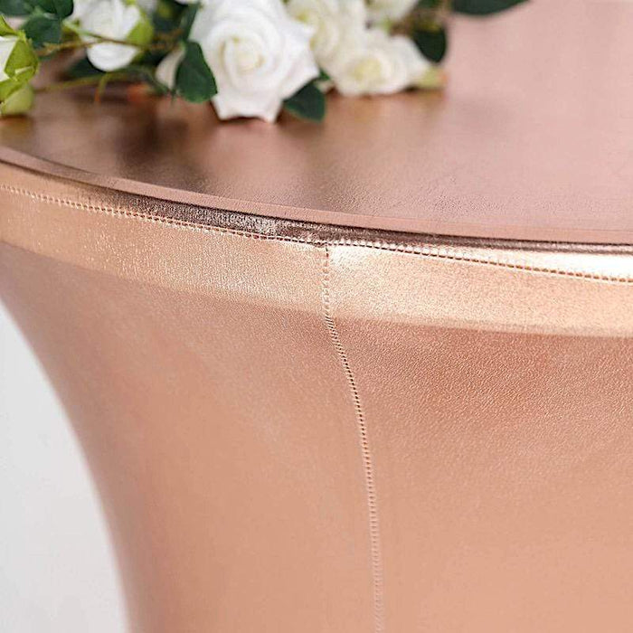 Cocktail Table Cover Premium Metallic Fitted Spandex Tablecloth - Blush TAB_COCK22S_046