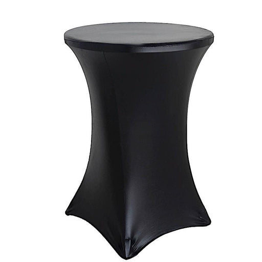 Cocktail Table Cover Premium Metallic Fitted Spandex Tablecloth TAB_COCK22S_BLK