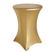 Cocktail Table Cover Premium Metallic Fitted Spandex Tablecloth TAB_COCK22S_GOLD