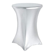 Cocktail Table Cover Premium Metallic Fitted Spandex Tablecloth TAB_COCK22S_SILV