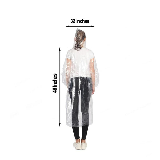 Disposable Plastic Coat Protective Body Cover with Drawstring Hood - Clear CARE_COAT01