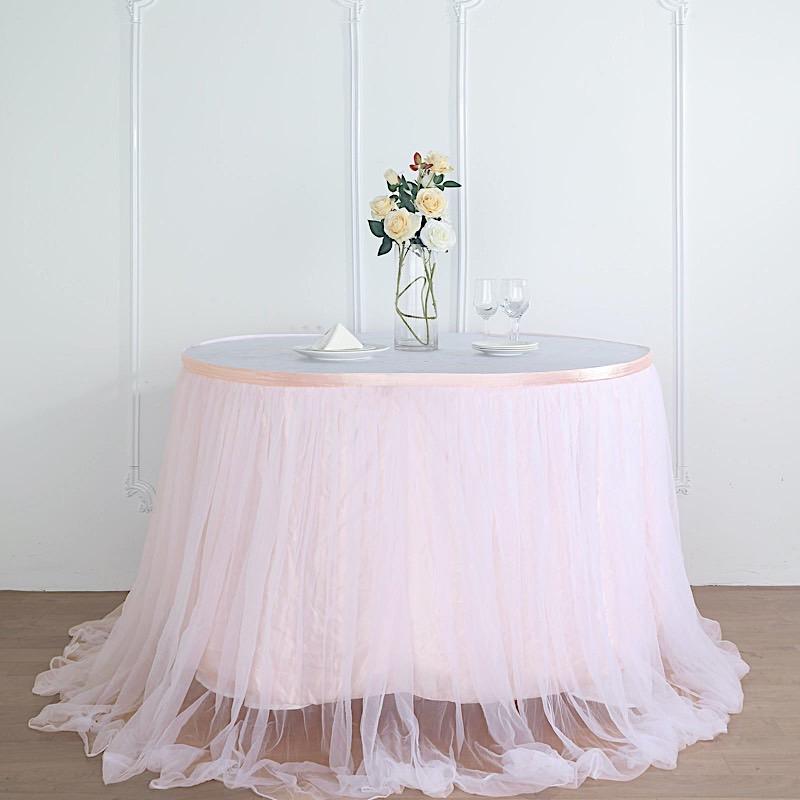 Dual Layer Tulle with Satin Table Skirt