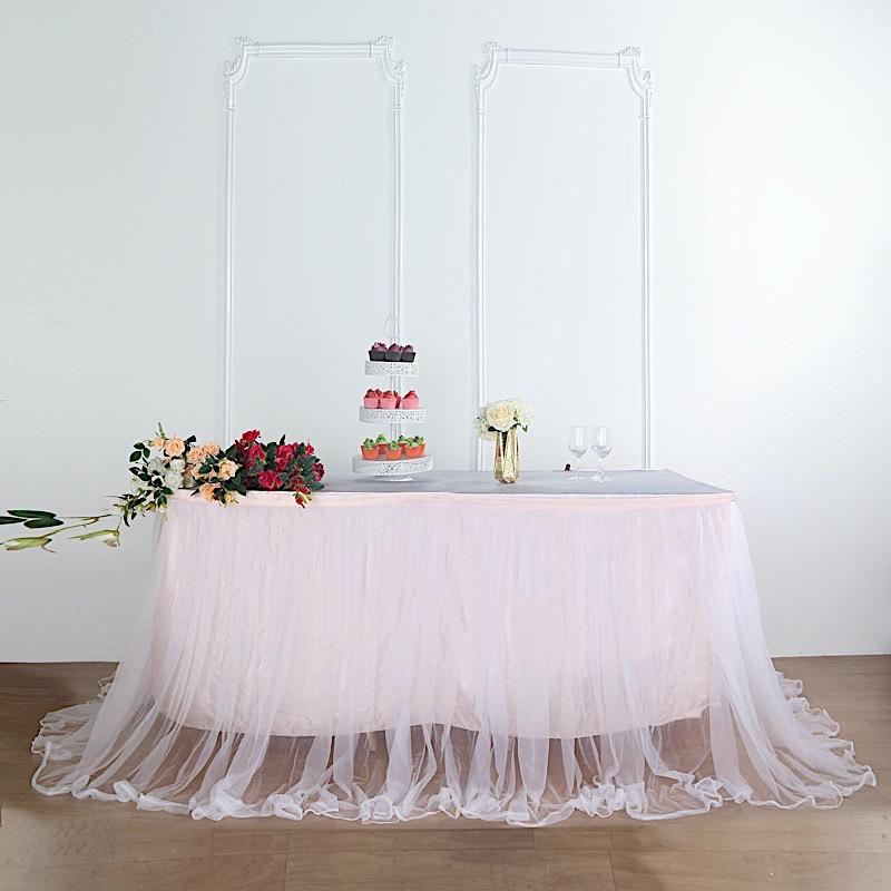 Dual Layer Tulle with Satin Table Skirt