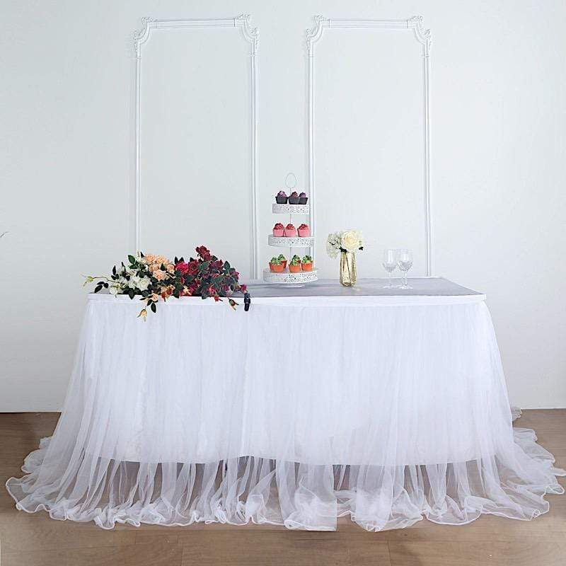 Dual Layer Tulle with Satin Table Skirt