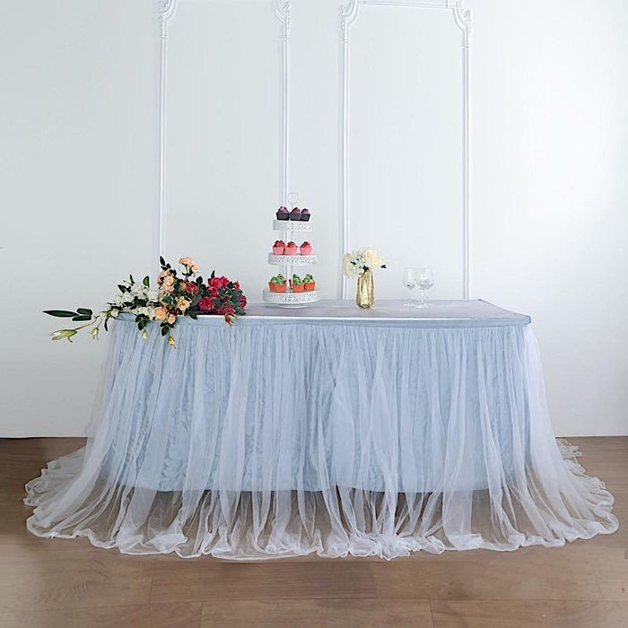 Dual Layer Tulle with Satin Table Skirt