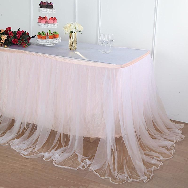 Dual Layer Tulle with Satin Table Skirt