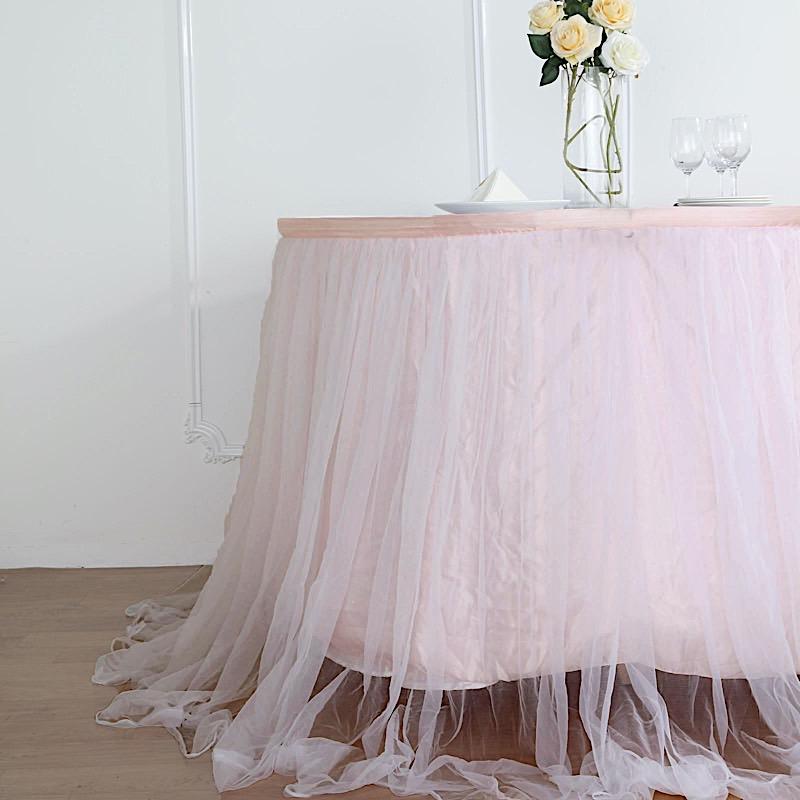 Dual Layer Tulle with Satin Table Skirt