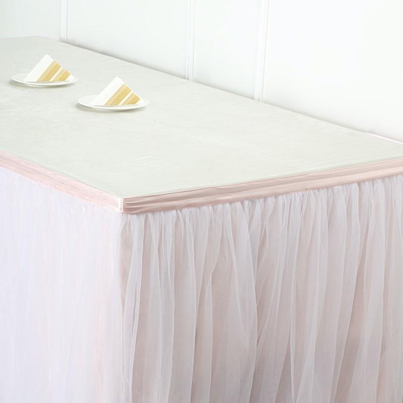 Dual Layer Tulle with Satin Table Skirt