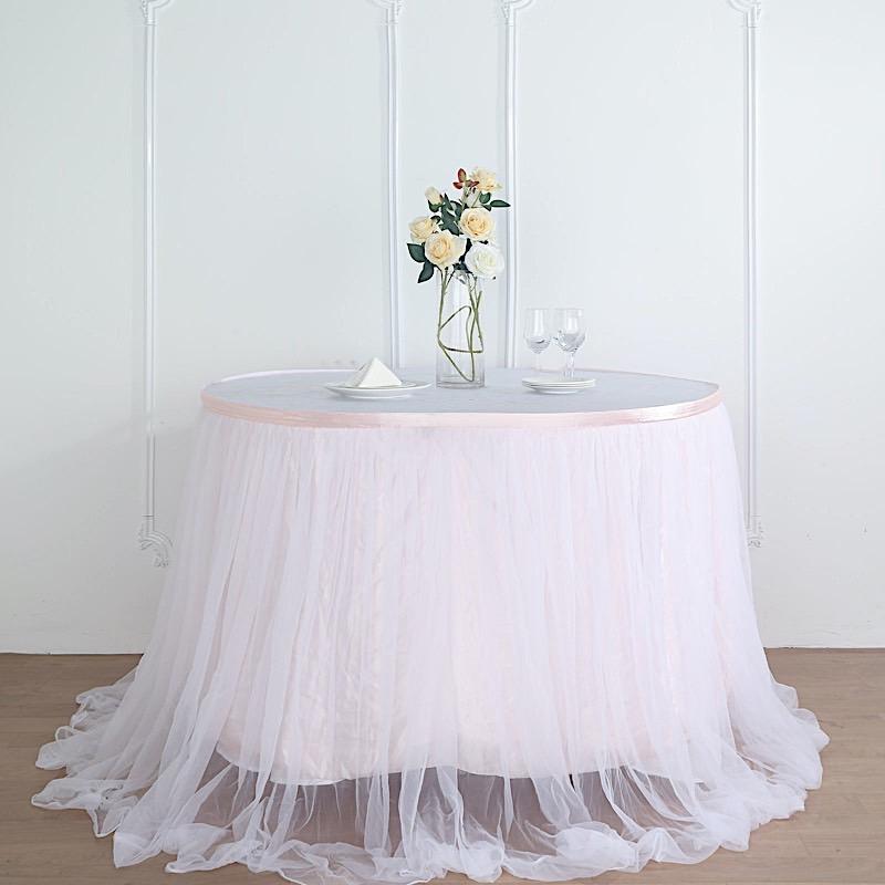 Dual Layer Tulle with Satin Table Skirt