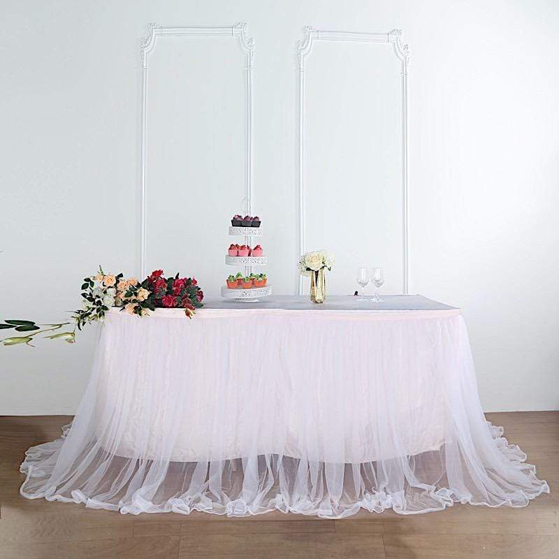 Dual Layer Tulle with Satin Table Skirt