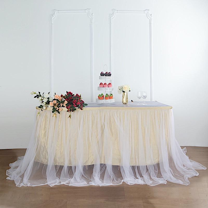 Dual Layer Tulle with Satin Table Skirt