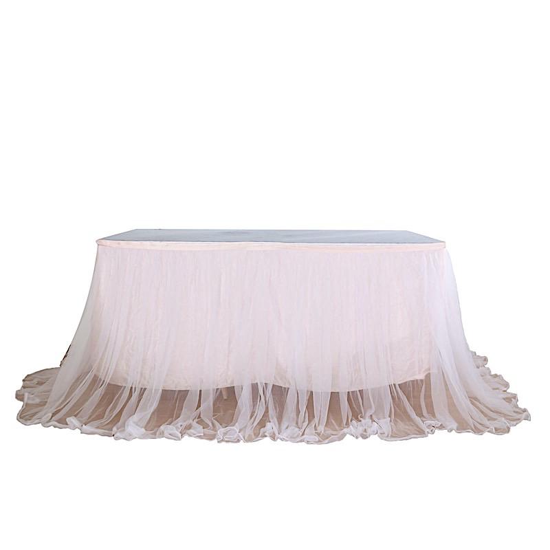 Dual Layer Tulle with Satin Table Skirt SKT_T04_WHT_046_17