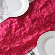 Embroidered Swirls Pattern on Taffeta Table Runner - Fuchsia RUN_04_FUSH