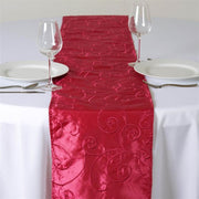 Embroidered Swirls Pattern on Taffeta Table Runner - Fuchsia RUN_04_FUSH