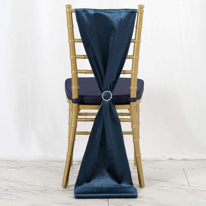 Extra Wide Premium Velvet Chair Sashes Wedding Decorations RUN_VEL_NAVY