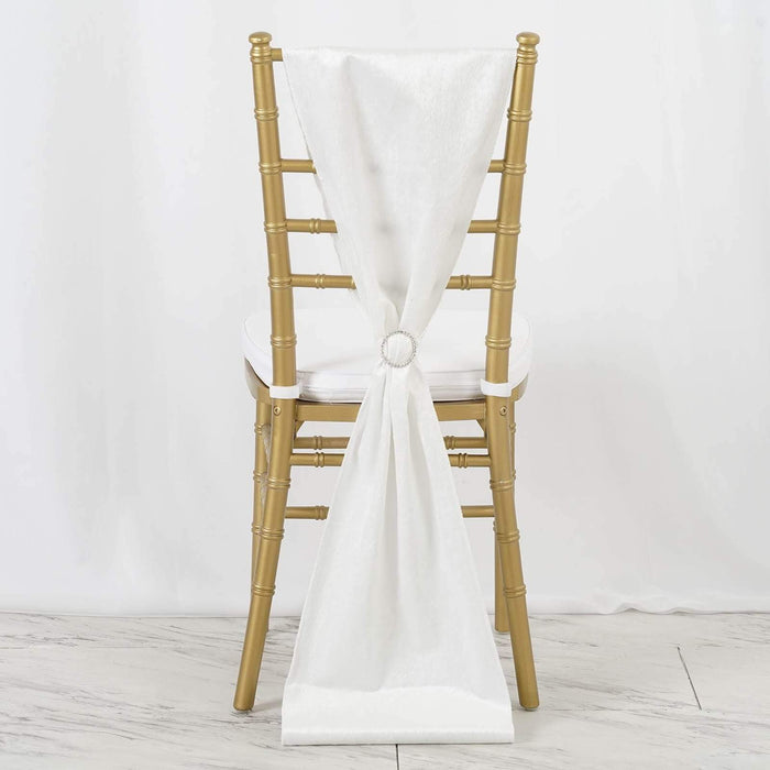 Extra Wide Premium Velvet Chair Sashes Wedding Decorations RUN_VEL_WHT