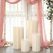 Folding DIY Accordion Pillar Cardboard Display Stand Pedestal Box - Ivory