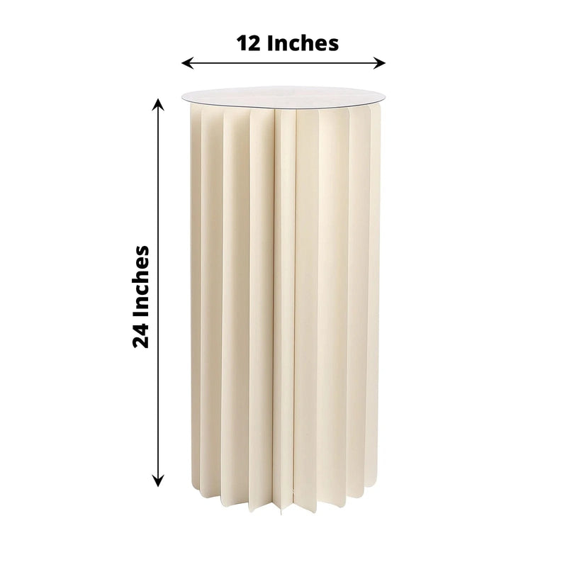 Folding DIY Accordion Pillar Cardboard Display Stand Pedestal Box - Ivory