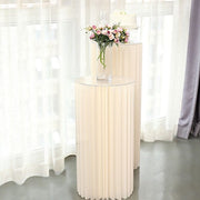Folding DIY Accordion Pillar Cardboard Display Stand Pedestal Box - Ivory