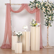 Folding DIY Accordion Pillar Cardboard Display Stand Pedestal Box - Ivory