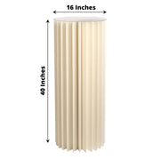 Folding DIY Accordion Pillar Cardboard Display Stand Pedestal Box - Ivory