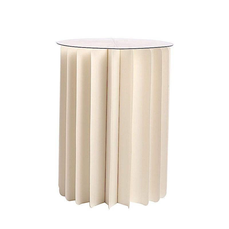 Folding DIY Accordion Pillar Cardboard Display Stand Pedestal Box - Ivory PROP_BOX_005_1216_IVR