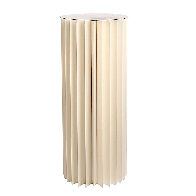 Folding DIY Accordion Pillar Cardboard Display Stand Pedestal Box - Ivory PROP_BOX_005_1640_IVR