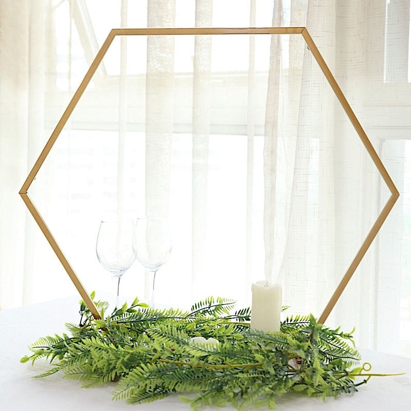Geometric Metal Flower Frame Hexagon Table Wedding Arch Centerpiece - Gold