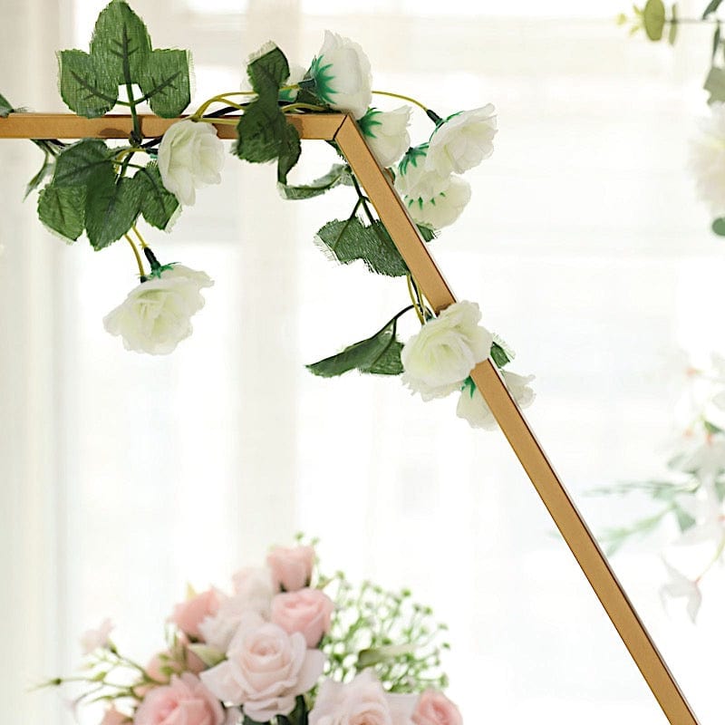 Geometric Metal Flower Frame Hexagon Table Wedding Arch Centerpiece - Gold