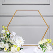 Geometric Metal Flower Frame Hexagon Table Wedding Arch Centerpiece - Gold
