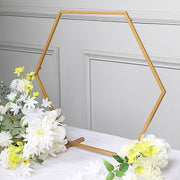 Geometric Metal Flower Frame Hexagon Table Wedding Arch Centerpiece - Gold