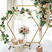 Geometric Metal Flower Frame Hexagon Table Wedding Arch Centerpiece - Gold