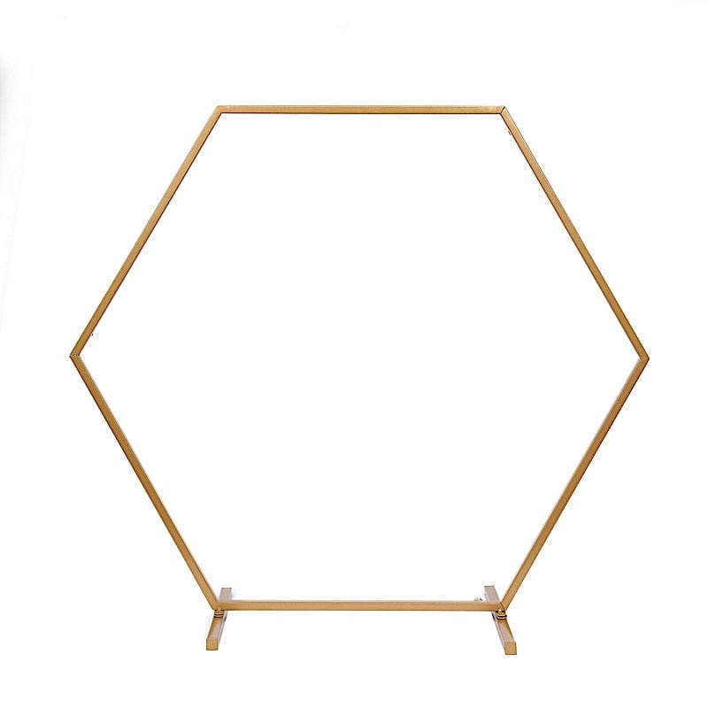 Geometric Metal Flower Frame Hexagon Table Wedding Arch Centerpiece - Gold WOD_HOPMET5H_24_GOLD