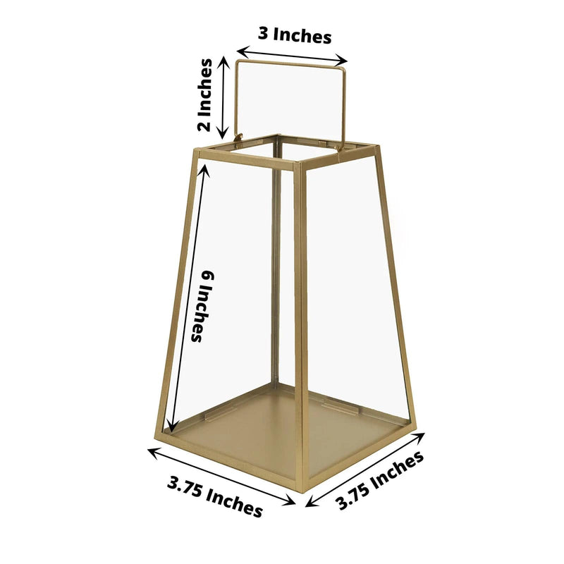 Geometric Metal Lantern Candle Holder Hanging Terrarium - Gold and Clear