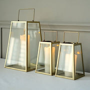 Geometric Metal Lantern Candle Holder Hanging Terrarium - Gold and Clear