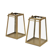 Geometric Metal Lantern Candle Holder Hanging Terrarium - Gold and Clear