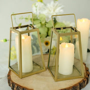 Geometric Metal Lantern Candle Holder Hanging Terrarium - Gold and Clear
